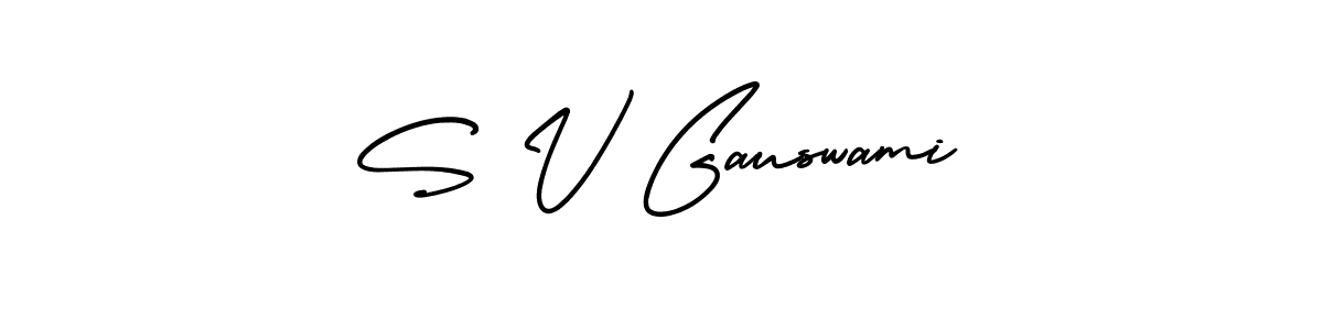 Create a beautiful signature design for name S V Gauswami. With this signature (AmerikaSignatureDemo-Regular) fonts, you can make a handwritten signature for free. S V Gauswami signature style 3 images and pictures png