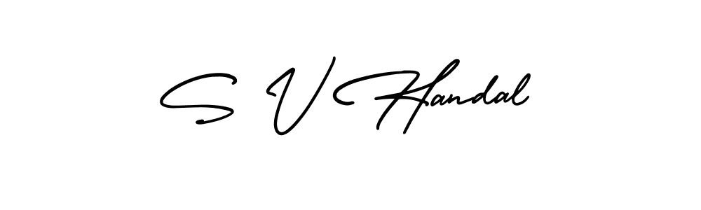 Use a signature maker to create a handwritten signature online. With this signature software, you can design (AmerikaSignatureDemo-Regular) your own signature for name S V Handal. S V Handal signature style 3 images and pictures png