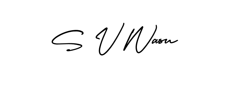 How to Draw S V Wasu signature style? AmerikaSignatureDemo-Regular is a latest design signature styles for name S V Wasu. S V Wasu signature style 3 images and pictures png