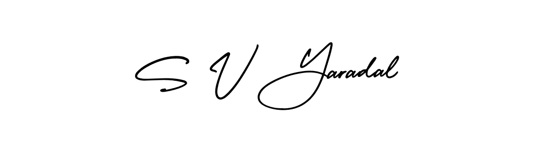 Use a signature maker to create a handwritten signature online. With this signature software, you can design (AmerikaSignatureDemo-Regular) your own signature for name S V Yaradal. S V Yaradal signature style 3 images and pictures png