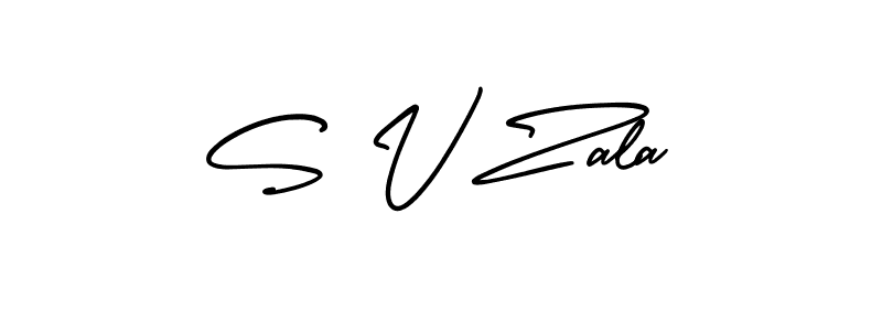 Use a signature maker to create a handwritten signature online. With this signature software, you can design (AmerikaSignatureDemo-Regular) your own signature for name S V Zala. S V Zala signature style 3 images and pictures png
