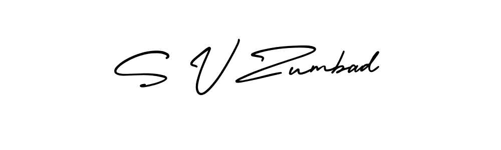 Use a signature maker to create a handwritten signature online. With this signature software, you can design (AmerikaSignatureDemo-Regular) your own signature for name S V Zumbad. S V Zumbad signature style 3 images and pictures png