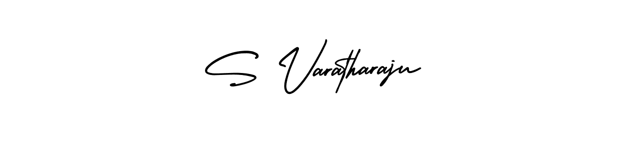 You should practise on your own different ways (AmerikaSignatureDemo-Regular) to write your name (S Varatharaju) in signature. don't let someone else do it for you. S Varatharaju signature style 3 images and pictures png