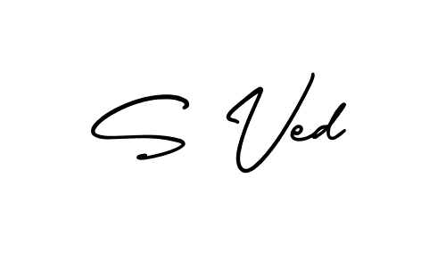 S Ved stylish signature style. Best Handwritten Sign (AmerikaSignatureDemo-Regular) for my name. Handwritten Signature Collection Ideas for my name S Ved. S Ved signature style 3 images and pictures png