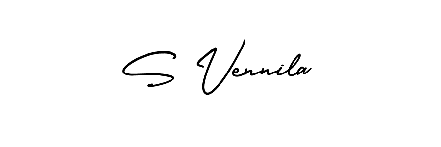 Use a signature maker to create a handwritten signature online. With this signature software, you can design (AmerikaSignatureDemo-Regular) your own signature for name S Vennila. S Vennila signature style 3 images and pictures png