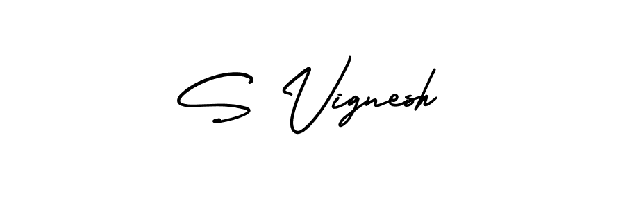 The best way (AmerikaSignatureDemo-Regular) to make a short signature is to pick only two or three words in your name. The name S Vignesh include a total of six letters. For converting this name. S Vignesh signature style 3 images and pictures png