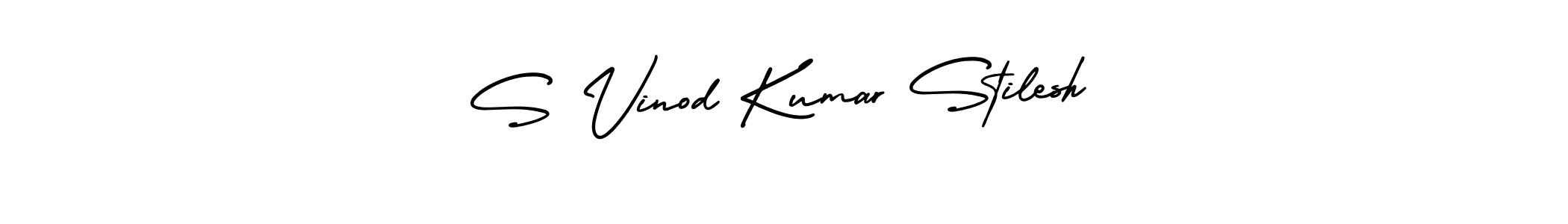 if you are searching for the best signature style for your name S Vinod Kumar Stilesh. so please give up your signature search. here we have designed multiple signature styles  using AmerikaSignatureDemo-Regular. S Vinod Kumar Stilesh signature style 3 images and pictures png