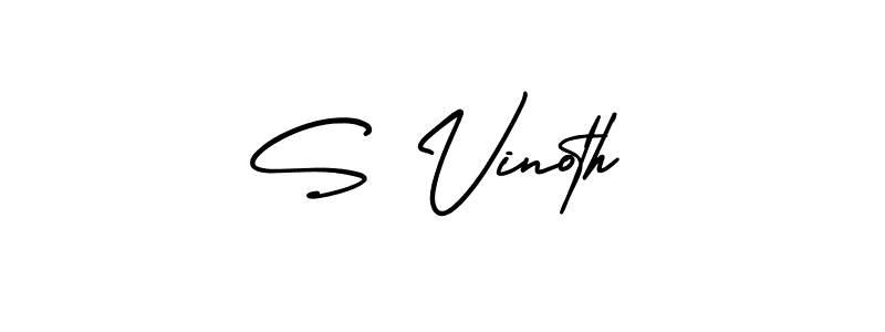 How to make S Vinoth name signature. Use AmerikaSignatureDemo-Regular style for creating short signs online. This is the latest handwritten sign. S Vinoth signature style 3 images and pictures png