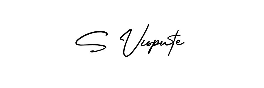 You should practise on your own different ways (AmerikaSignatureDemo-Regular) to write your name (S Vispute) in signature. don't let someone else do it for you. S Vispute signature style 3 images and pictures png