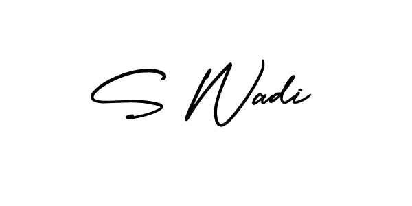 The best way (AmerikaSignatureDemo-Regular) to make a short signature is to pick only two or three words in your name. The name S Wadi include a total of six letters. For converting this name. S Wadi signature style 3 images and pictures png