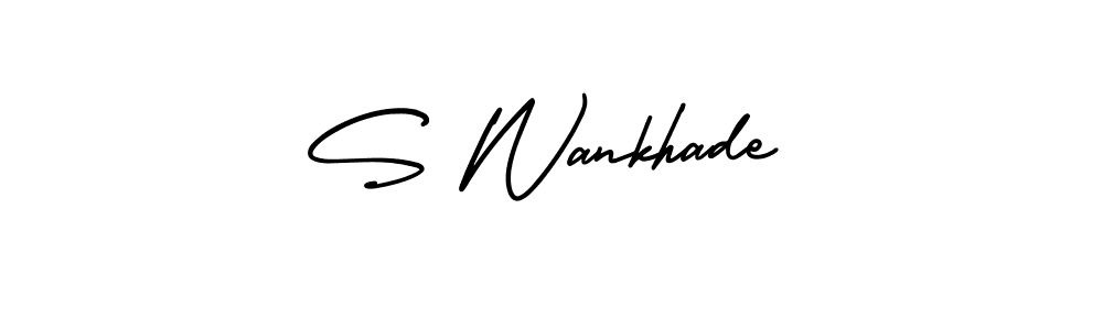 You should practise on your own different ways (AmerikaSignatureDemo-Regular) to write your name (S Wankhade) in signature. don't let someone else do it for you. S Wankhade signature style 3 images and pictures png