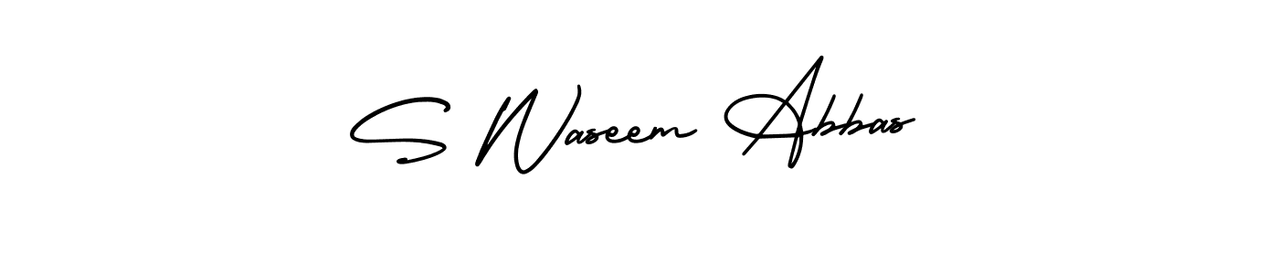 You should practise on your own different ways (AmerikaSignatureDemo-Regular) to write your name (S Waseem Abbas) in signature. don't let someone else do it for you. S Waseem Abbas signature style 3 images and pictures png