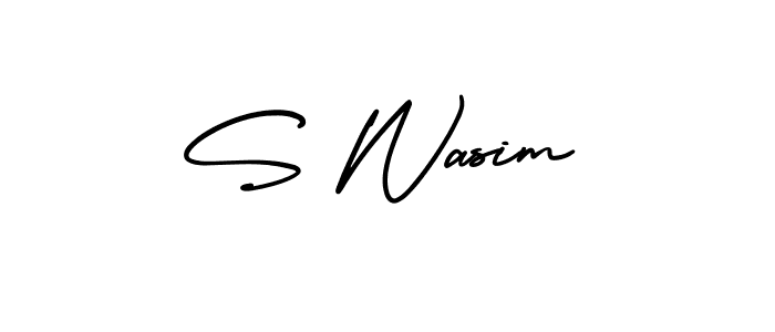 S Wasim stylish signature style. Best Handwritten Sign (AmerikaSignatureDemo-Regular) for my name. Handwritten Signature Collection Ideas for my name S Wasim. S Wasim signature style 3 images and pictures png