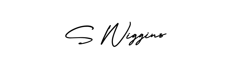 The best way (AmerikaSignatureDemo-Regular) to make a short signature is to pick only two or three words in your name. The name S Wiggins include a total of six letters. For converting this name. S Wiggins signature style 3 images and pictures png
