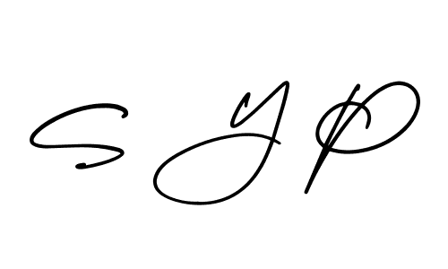 Use a signature maker to create a handwritten signature online. With this signature software, you can design (AmerikaSignatureDemo-Regular) your own signature for name S Y P. S Y P signature style 3 images and pictures png