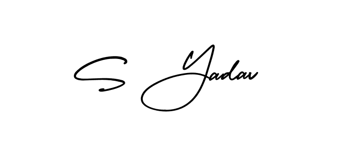 You should practise on your own different ways (AmerikaSignatureDemo-Regular) to write your name (S Yadav) in signature. don't let someone else do it for you. S Yadav signature style 3 images and pictures png