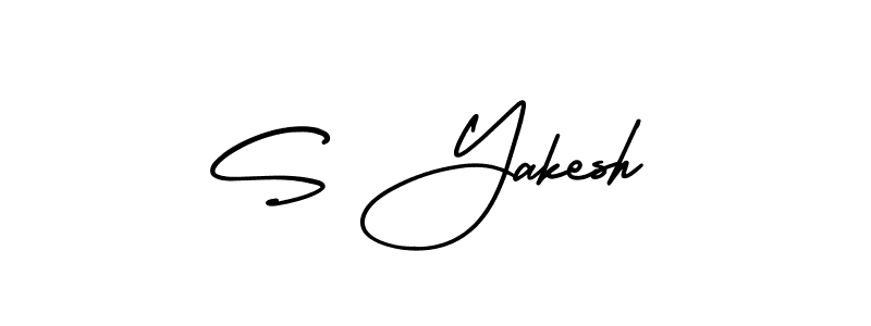 How to make S Yakesh name signature. Use AmerikaSignatureDemo-Regular style for creating short signs online. This is the latest handwritten sign. S Yakesh signature style 3 images and pictures png