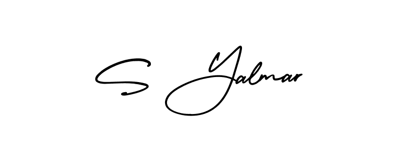 You should practise on your own different ways (AmerikaSignatureDemo-Regular) to write your name (S Yalmar) in signature. don't let someone else do it for you. S Yalmar signature style 3 images and pictures png