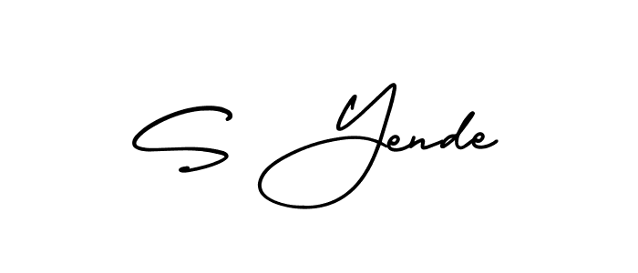 You should practise on your own different ways (AmerikaSignatureDemo-Regular) to write your name (S Yende) in signature. don't let someone else do it for you. S Yende signature style 3 images and pictures png