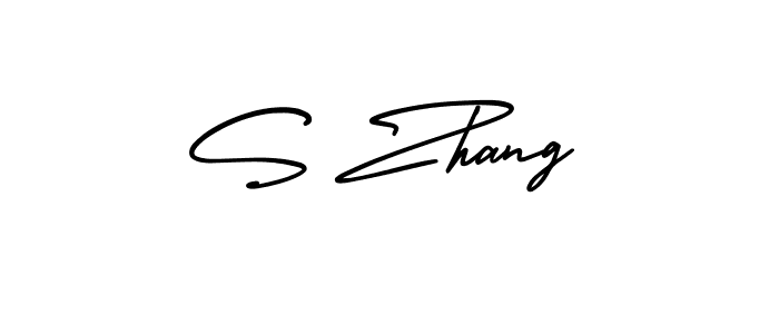 How to make S Zhang name signature. Use AmerikaSignatureDemo-Regular style for creating short signs online. This is the latest handwritten sign. S Zhang signature style 3 images and pictures png