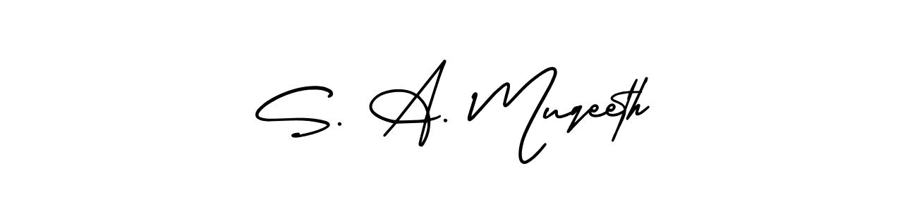 Create a beautiful signature design for name S. A. Muqeeth. With this signature (AmerikaSignatureDemo-Regular) fonts, you can make a handwritten signature for free. S. A. Muqeeth signature style 3 images and pictures png