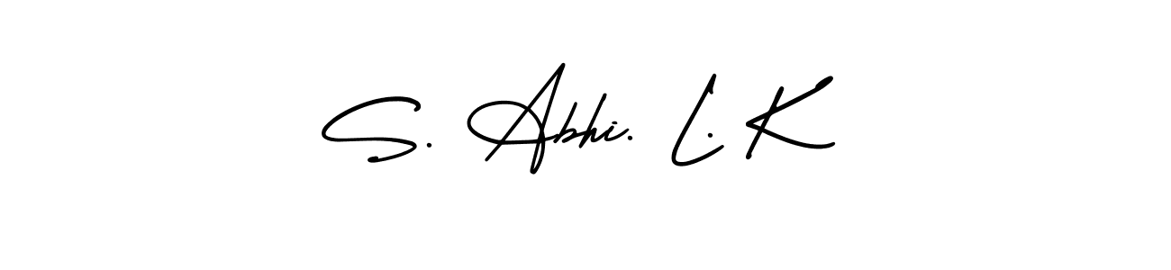 You should practise on your own different ways (AmerikaSignatureDemo-Regular) to write your name (S. Abhi. L. K) in signature. don't let someone else do it for you. S. Abhi. L. K signature style 3 images and pictures png