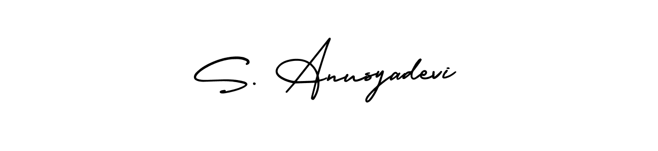 This is the best signature style for the S. Anusyadevi name. Also you like these signature font (AmerikaSignatureDemo-Regular). Mix name signature. S. Anusyadevi signature style 3 images and pictures png