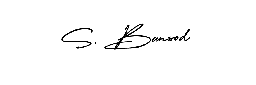 You should practise on your own different ways (AmerikaSignatureDemo-Regular) to write your name (S. Bansod) in signature. don't let someone else do it for you. S. Bansod signature style 3 images and pictures png