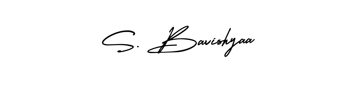 You should practise on your own different ways (AmerikaSignatureDemo-Regular) to write your name (S. Bavishyaa) in signature. don't let someone else do it for you. S. Bavishyaa signature style 3 images and pictures png