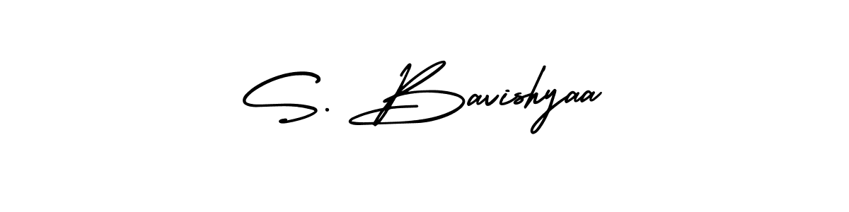 The best way (AmerikaSignatureDemo-Regular) to make a short signature is to pick only two or three words in your name. The name S. Bavishyaa include a total of six letters. For converting this name. S. Bavishyaa signature style 3 images and pictures png