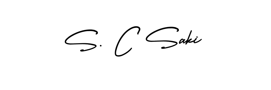 The best way (AmerikaSignatureDemo-Regular) to make a short signature is to pick only two or three words in your name. The name S. C Saki include a total of six letters. For converting this name. S. C Saki signature style 3 images and pictures png