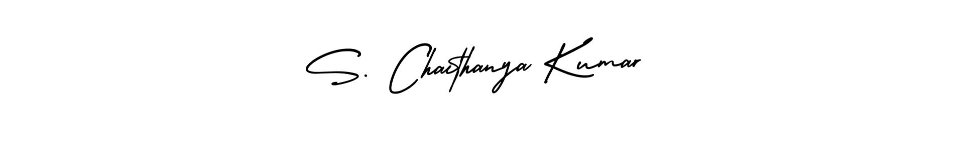 The best way (AmerikaSignatureDemo-Regular) to make a short signature is to pick only two or three words in your name. The name S. Chaithanya Kumar include a total of six letters. For converting this name. S. Chaithanya Kumar signature style 3 images and pictures png