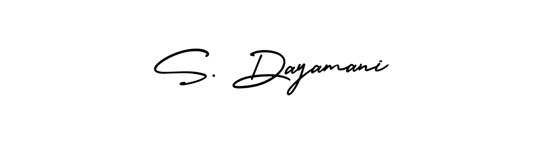 You should practise on your own different ways (AmerikaSignatureDemo-Regular) to write your name (S. Dayamani) in signature. don't let someone else do it for you. S. Dayamani signature style 3 images and pictures png