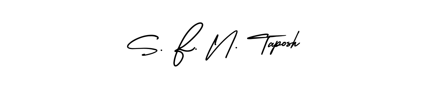 You should practise on your own different ways (AmerikaSignatureDemo-Regular) to write your name (S. F. N. Taposh) in signature. don't let someone else do it for you. S. F. N. Taposh signature style 3 images and pictures png