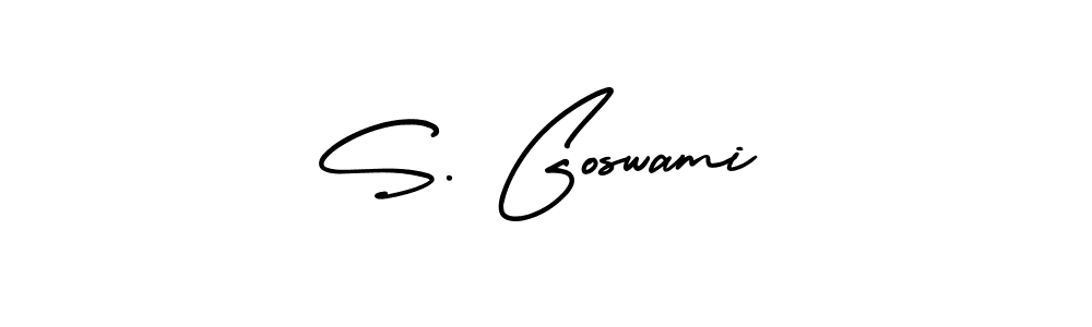 You should practise on your own different ways (AmerikaSignatureDemo-Regular) to write your name (S. Goswami) in signature. don't let someone else do it for you. S. Goswami signature style 3 images and pictures png