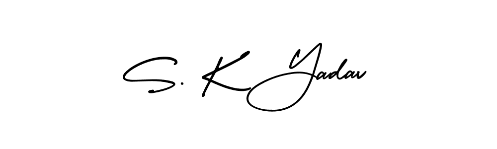 You should practise on your own different ways (AmerikaSignatureDemo-Regular) to write your name (S. K Yadav) in signature. don't let someone else do it for you. S. K Yadav signature style 3 images and pictures png