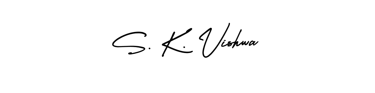 The best way (AmerikaSignatureDemo-Regular) to make a short signature is to pick only two or three words in your name. The name S. K. Vishwa include a total of six letters. For converting this name. S. K. Vishwa signature style 3 images and pictures png