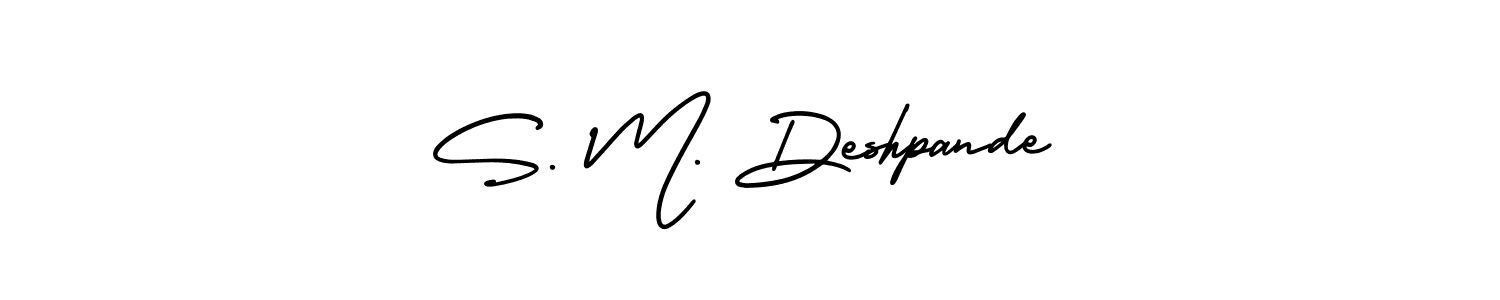 Similarly AmerikaSignatureDemo-Regular is the best handwritten signature design. Signature creator online .You can use it as an online autograph creator for name S. M. Deshpande. S. M. Deshpande signature style 3 images and pictures png