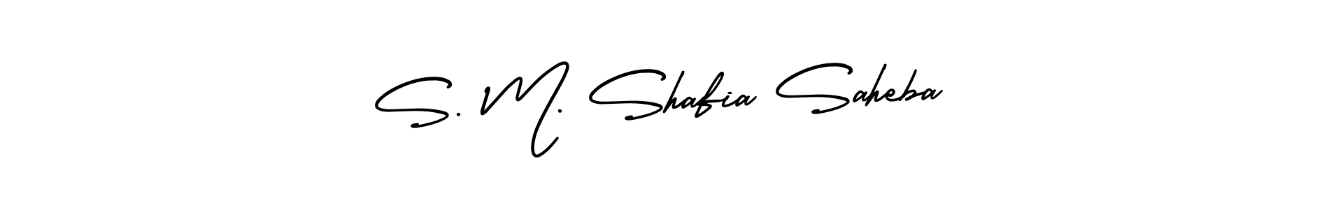 The best way (AmerikaSignatureDemo-Regular) to make a short signature is to pick only two or three words in your name. The name S. M. Shafia Saheba include a total of six letters. For converting this name. S. M. Shafia Saheba signature style 3 images and pictures png