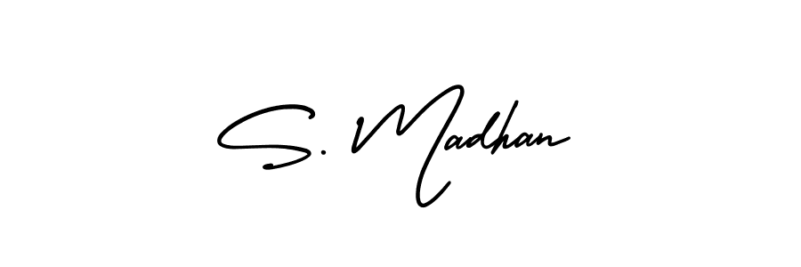 Use a signature maker to create a handwritten signature online. With this signature software, you can design (AmerikaSignatureDemo-Regular) your own signature for name S. Madhan. S. Madhan signature style 3 images and pictures png
