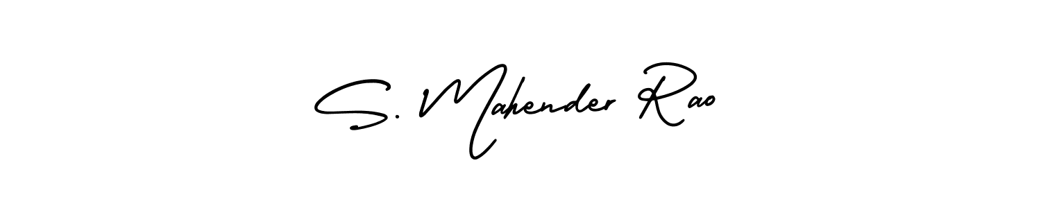 This is the best signature style for the S. Mahender Rao name. Also you like these signature font (AmerikaSignatureDemo-Regular). Mix name signature. S. Mahender Rao signature style 3 images and pictures png