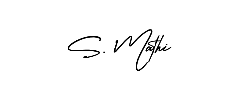 You should practise on your own different ways (AmerikaSignatureDemo-Regular) to write your name (S. Mathi) in signature. don't let someone else do it for you. S. Mathi signature style 3 images and pictures png