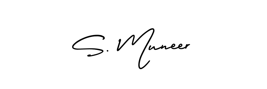 The best way (AmerikaSignatureDemo-Regular) to make a short signature is to pick only two or three words in your name. The name S. Muneer include a total of six letters. For converting this name. S. Muneer signature style 3 images and pictures png