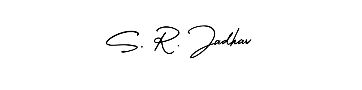 The best way (AmerikaSignatureDemo-Regular) to make a short signature is to pick only two or three words in your name. The name S. R. Jadhav include a total of six letters. For converting this name. S. R. Jadhav signature style 3 images and pictures png