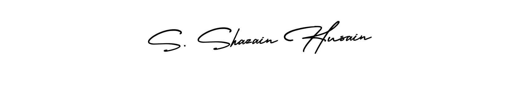 The best way (AmerikaSignatureDemo-Regular) to make a short signature is to pick only two or three words in your name. The name S. Shazain Husain include a total of six letters. For converting this name. S. Shazain Husain signature style 3 images and pictures png