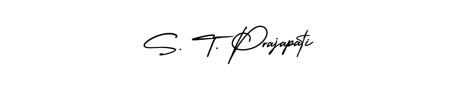 S. T. Prajapati stylish signature style. Best Handwritten Sign (AmerikaSignatureDemo-Regular) for my name. Handwritten Signature Collection Ideas for my name S. T. Prajapati. S. T. Prajapati signature style 3 images and pictures png