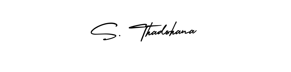 The best way (AmerikaSignatureDemo-Regular) to make a short signature is to pick only two or three words in your name. The name S. Thadshana include a total of six letters. For converting this name. S. Thadshana signature style 3 images and pictures png