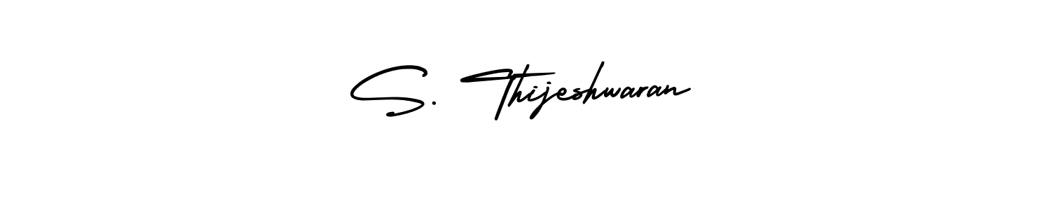 You should practise on your own different ways (AmerikaSignatureDemo-Regular) to write your name (S. Thijeshwaran) in signature. don't let someone else do it for you. S. Thijeshwaran signature style 3 images and pictures png