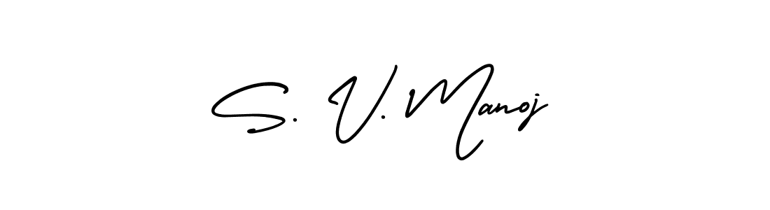 Make a short S. V. Manoj signature style. Manage your documents anywhere anytime using AmerikaSignatureDemo-Regular. Create and add eSignatures, submit forms, share and send files easily. S. V. Manoj signature style 3 images and pictures png