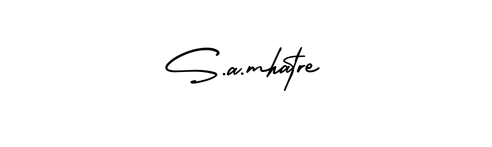 You should practise on your own different ways (AmerikaSignatureDemo-Regular) to write your name (S.a.mhatre) in signature. don't let someone else do it for you. S.a.mhatre signature style 3 images and pictures png